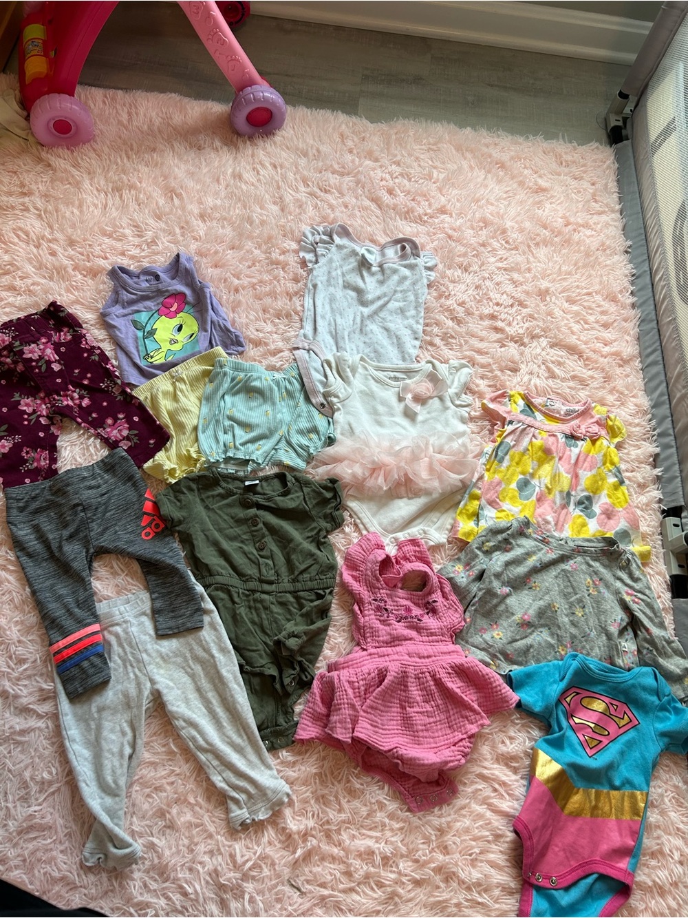 3/6m baby  bundle adidas Grey Kids Leggings with Pink and Red Logo Detail